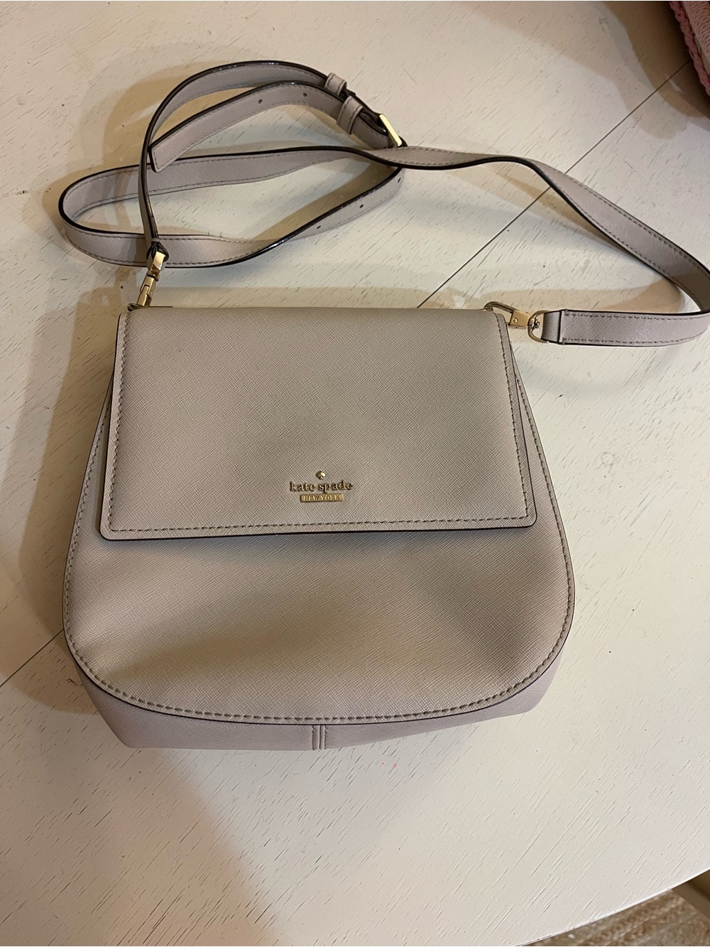 kate spade Pebbled Leather Crossbody in Light Taupe